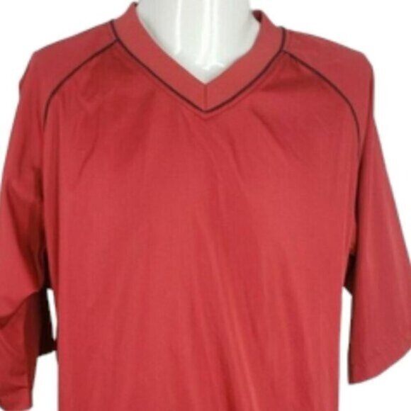 FootJoy Rain Windbreaker Pullover Golf Jacket Red Half Sleeve V Neck Size M Mens - Picture 3 of 14